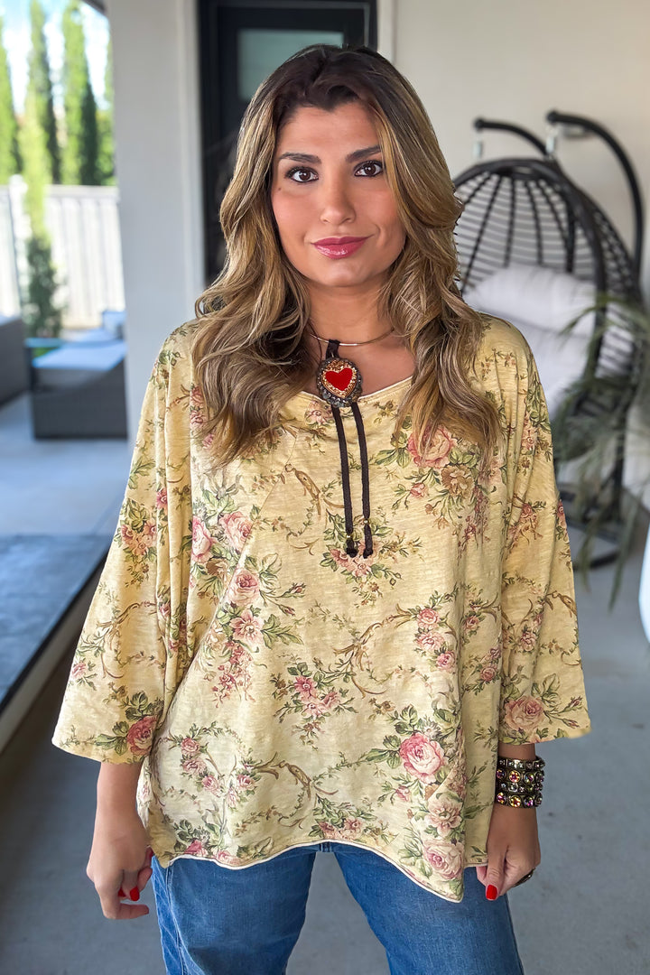 Vintage Garden Oversized Top - 100% Cotton