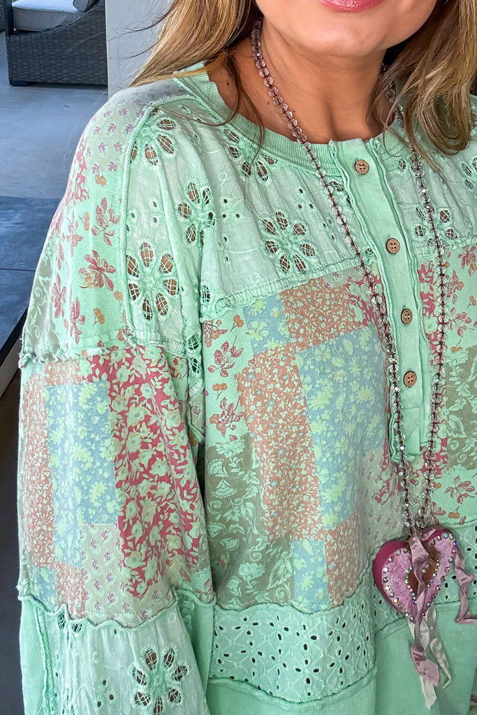 Atlantis Charm Top - 100% Cotton - Green