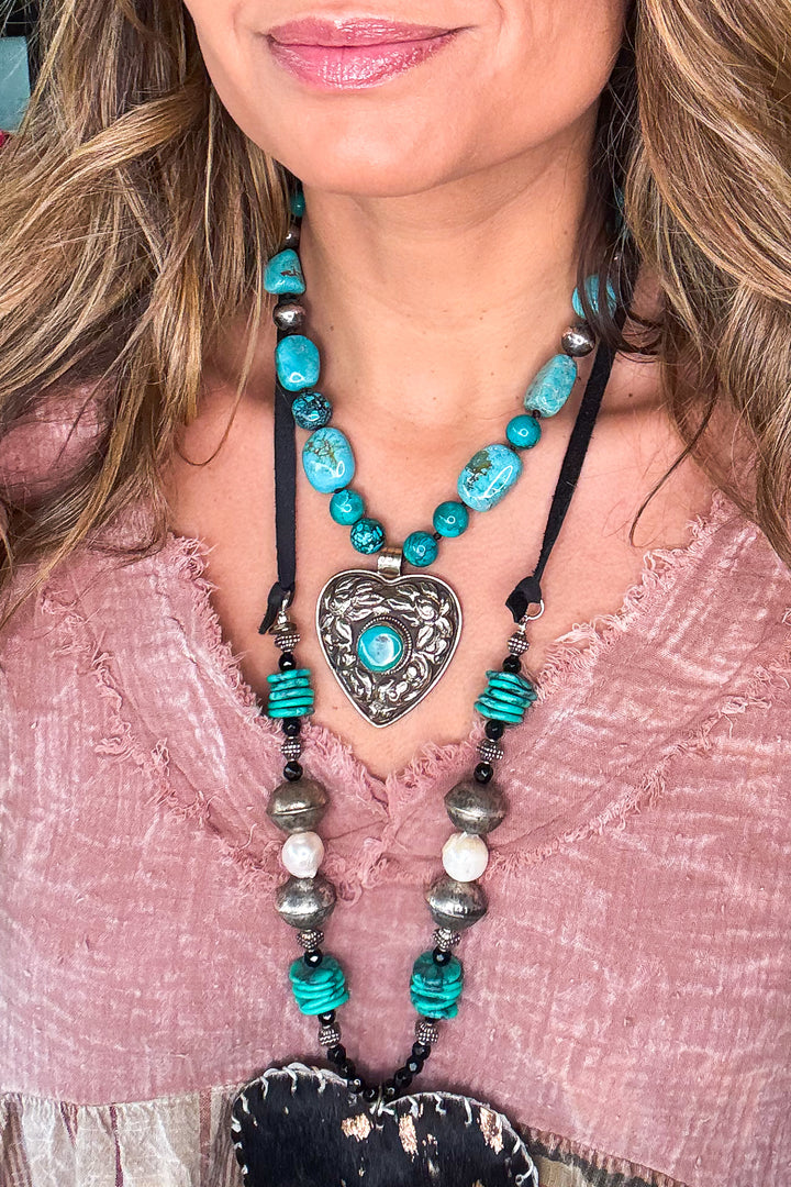 Handmade in Texas - Turquoise Heart Pendant Necklace