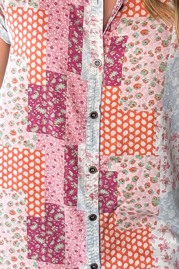Sunwashed Patchwork Oversized Dress - Lt. Taupe