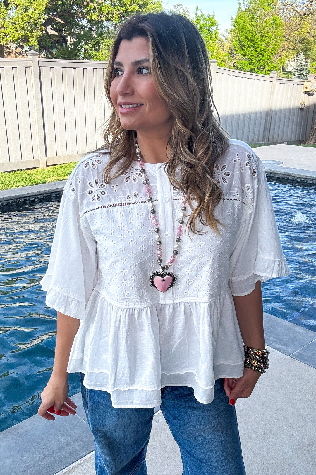 Garden Veil Eyelet Top - 100% Cotton -White