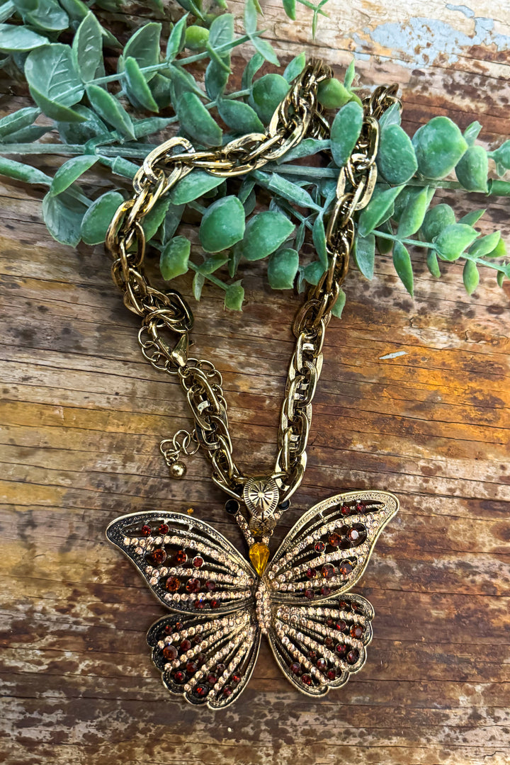 Butterfly Necklace - Brown