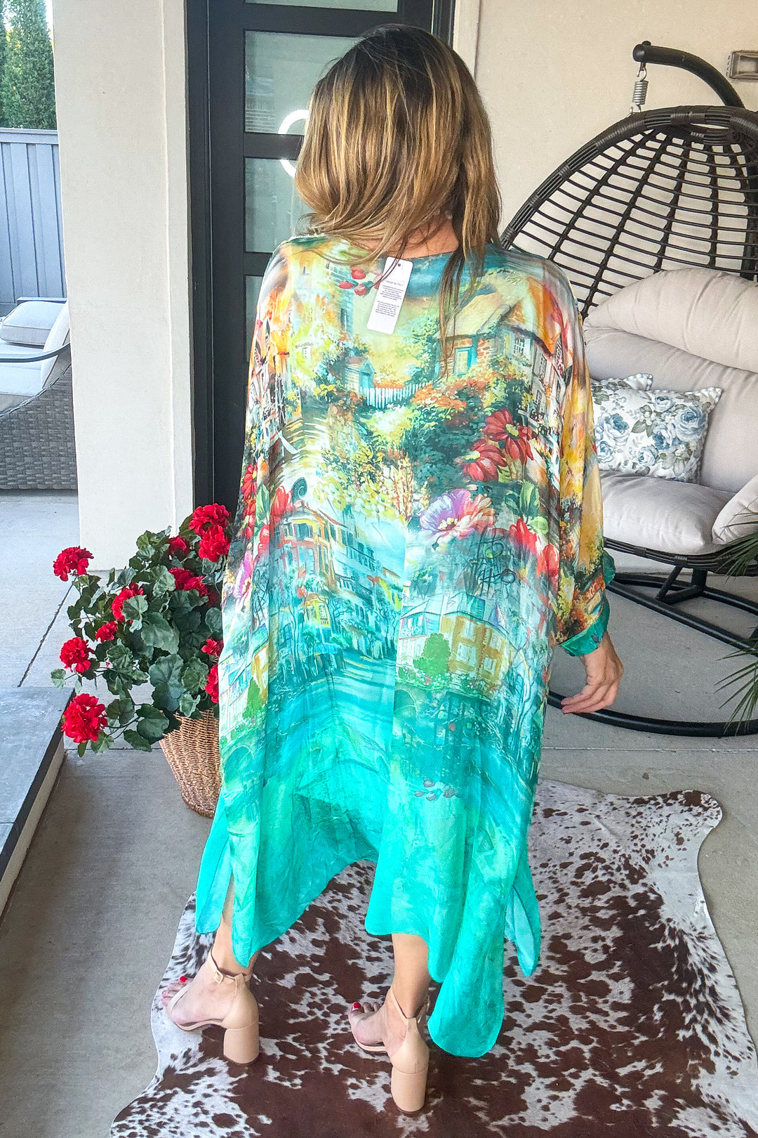 Midnight in Positano Silk Tunic - Made in Italy  - Aqua
