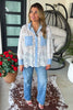 Diamond Dust Rhinestone Button Up Top - White - Made in Italy