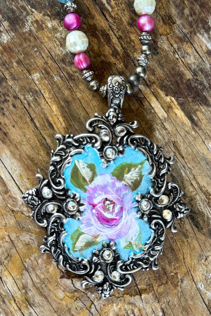 Painted Garden Heirloom Necklace - Handmade