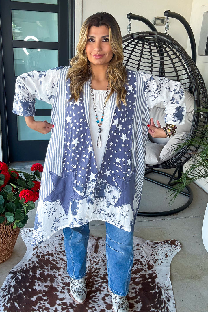 Starry Bloom Cardigan - 100% Cotton