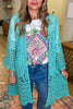 Gracefully Polished Crochet Cardigan - Aqua Teal