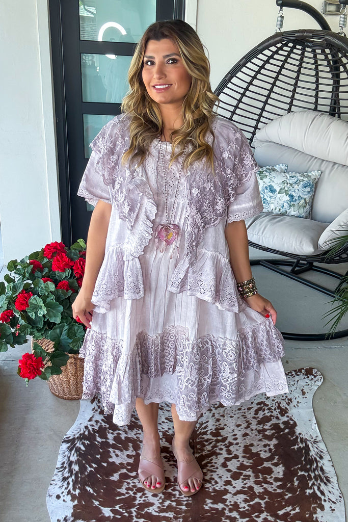 Lavender Skies Dress - 100% Cotton - Lilac