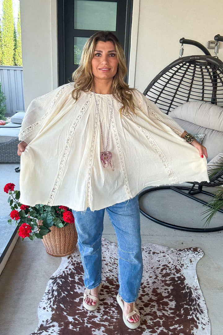 Riverstone Lace Tunic - 100% Cotton - Natural