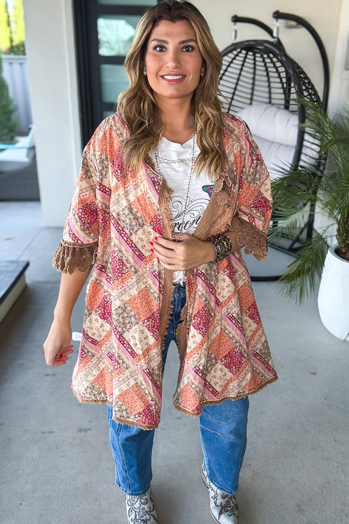 Assortments Of Love Oversized Reversible Cardigan - 100% Cotton - Mushroom