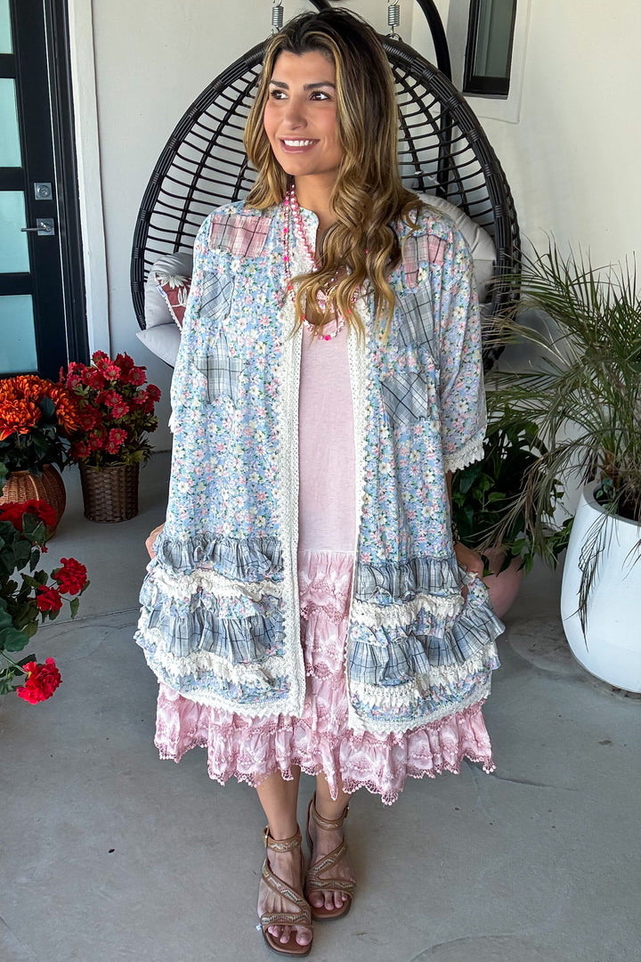 Lace And Daydreams Cardigan - 100% Cotton - Mint Blue
