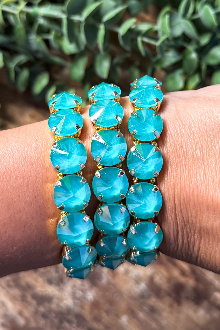 WAFA - Austrian Crystal Stretch Bracelet- Aqua (Each Sold Separately)