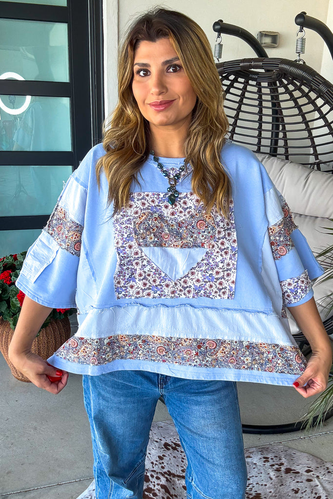 Retro Revival Oversized Top - 100% Cotton - Lavender