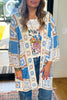 Boho Patchwork Crochet Cardigan - Blue