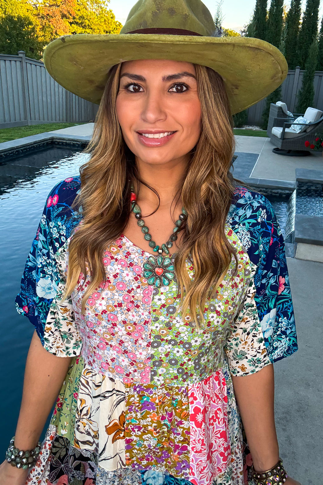 Boho Patchwork Maxi Dress - Floral