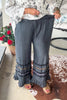 Frayed And Ruffled Denim Capris - Black Demin
