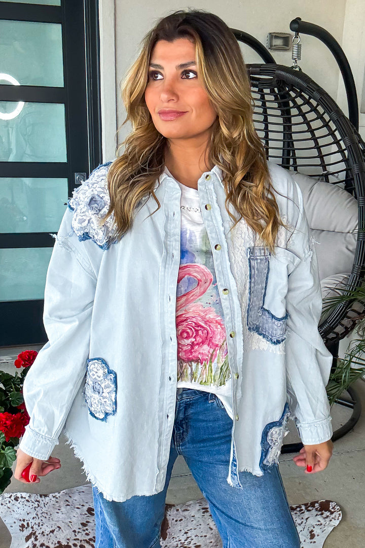 Faded Whispers Button Down Shirt - 100% Cotton - Denim 