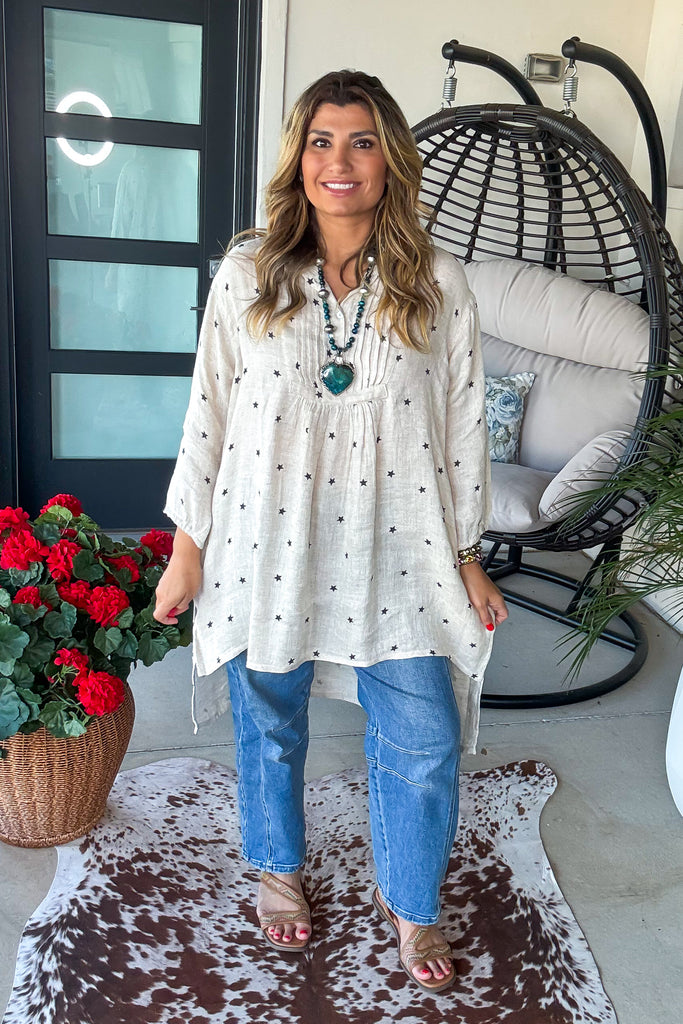 Constellation Cottage Dress/Tunic - Natural - 100% Linen