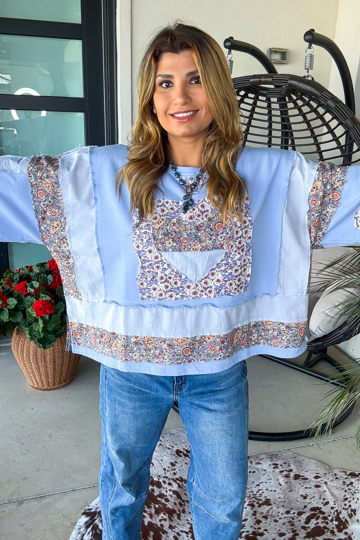 Retro Revival Oversized Top - 100% Cotton - Lavender