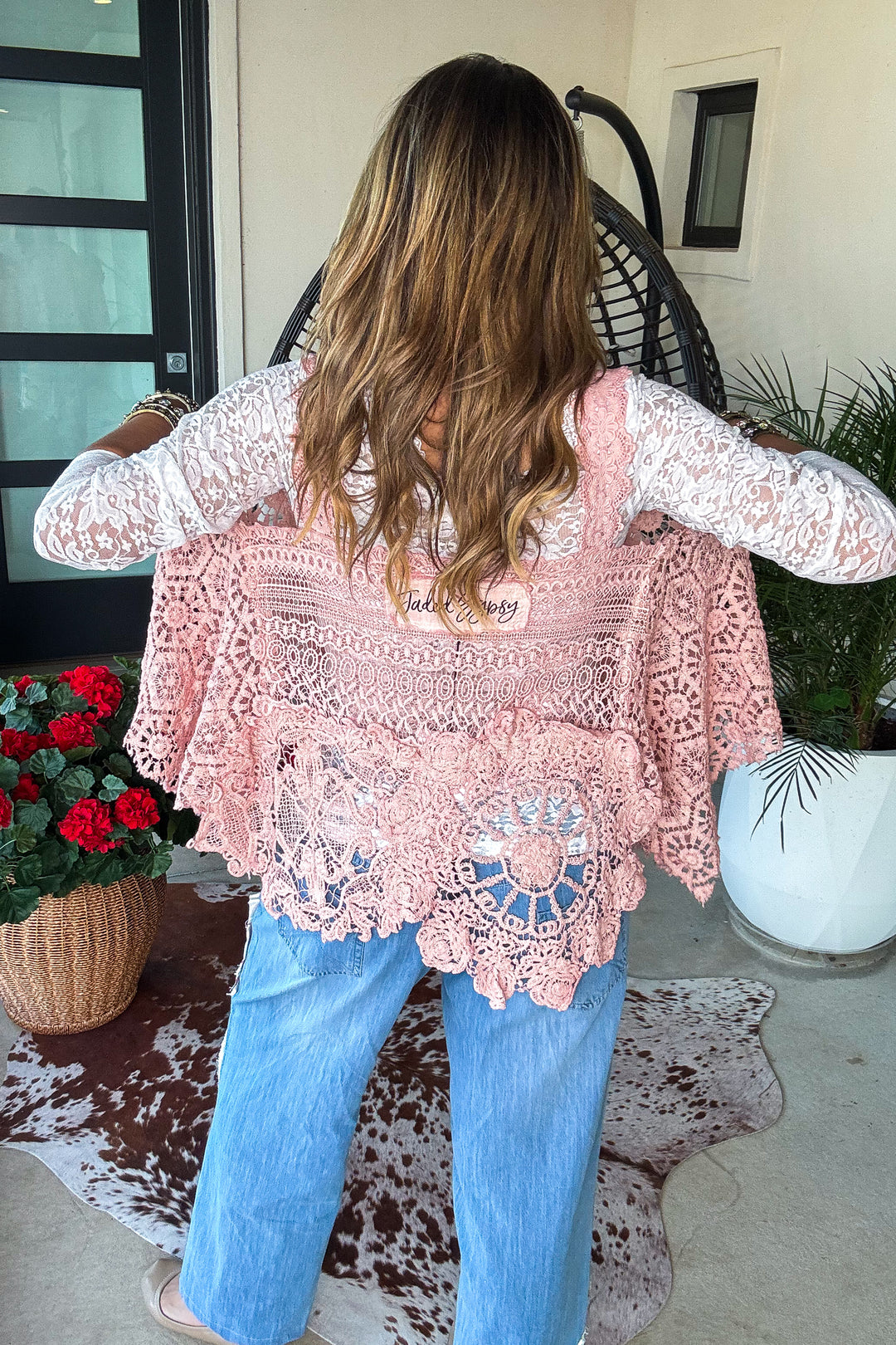 PRE ORDER: Whispering Details Lace Tank - 100% Cotton - Made in USA - Pink