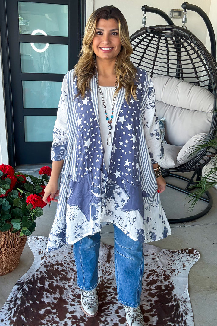 Starry Bloom Cardigan - 100% Cotton