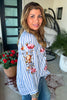 Embroidered Keepsake Blouse - Blue - 100% Cotton