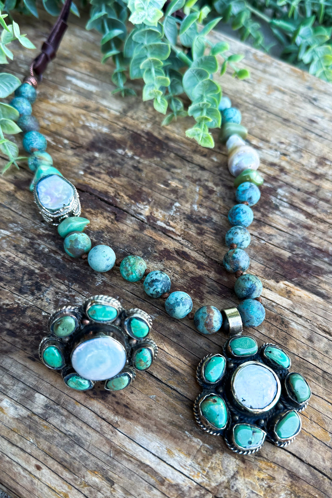 Mother of Pearl, Turquoise and Jasper Ring - Handmade in Texas