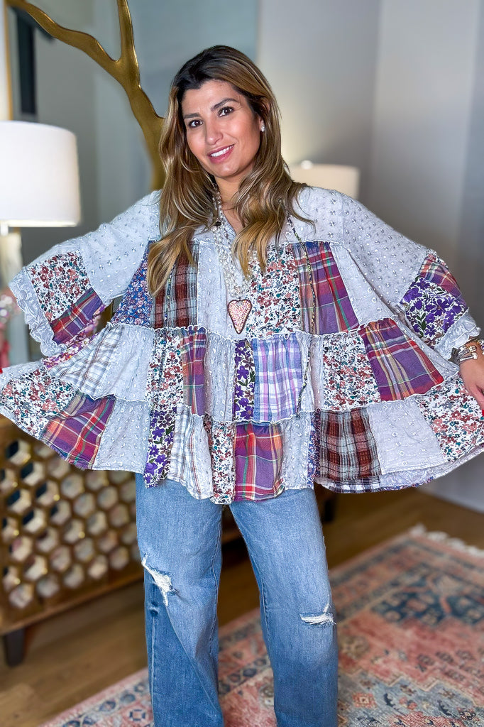 A Day With Friends Oversized Loose Fit Blouse - Gray