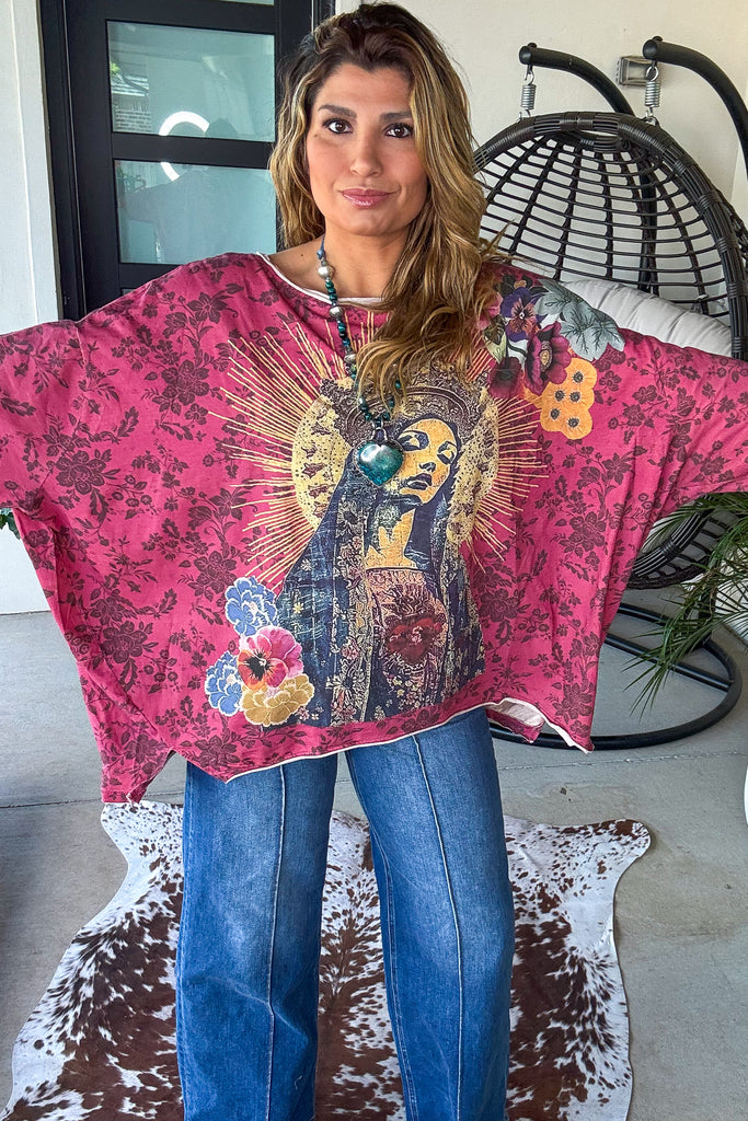 Sacred Heart Madonna Oversized Top - 100% Cotton