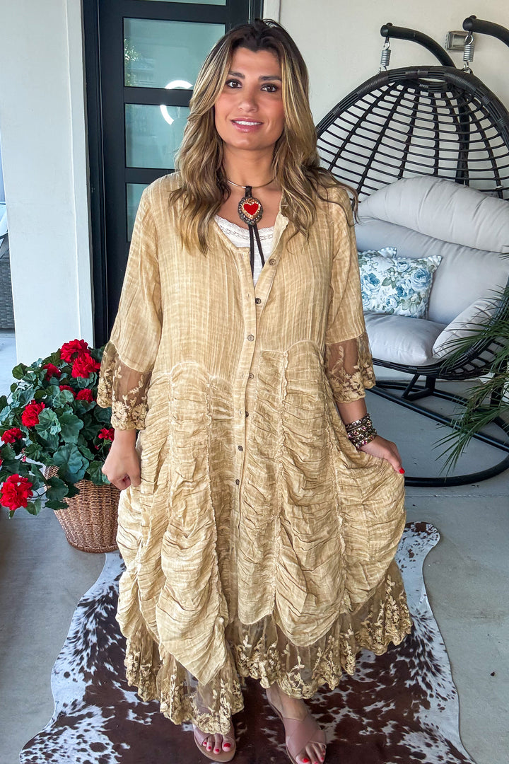 Antique Charm Maxi Duster/Dress - Tea - 100% Cotton