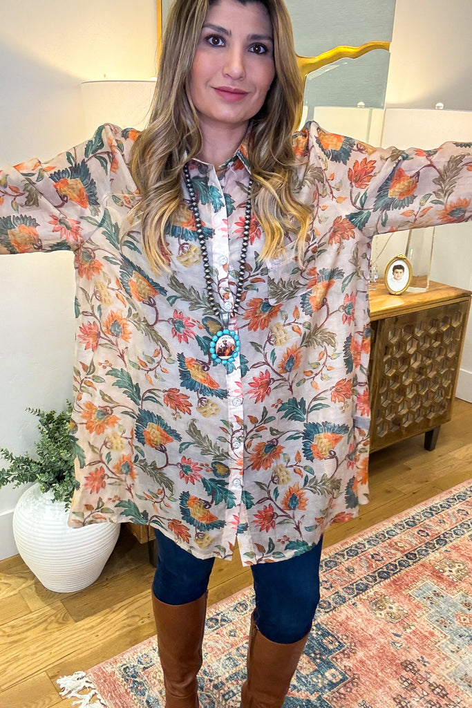 Guided Grace Sheer Oversized Tunic - Taupe