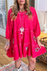 Heart & Star Crystal Patch Boho Dress - 100% Cotton
