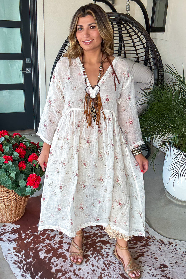 Sheer Romance Linen Dress - 100% Linen
