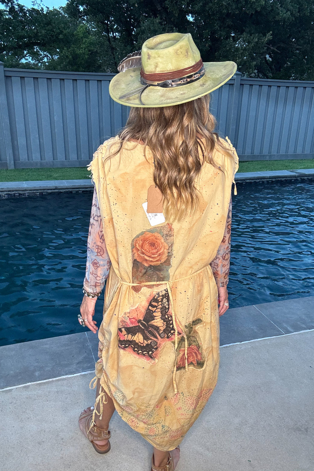 Butterfly Canvas Dress - Tan - 100% Cotton