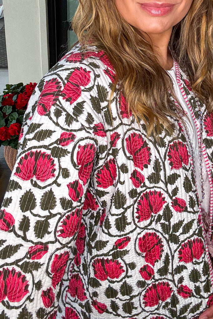 Handmade:  Blushing Garden Reversible Quilt Jacket - 100% Cotton