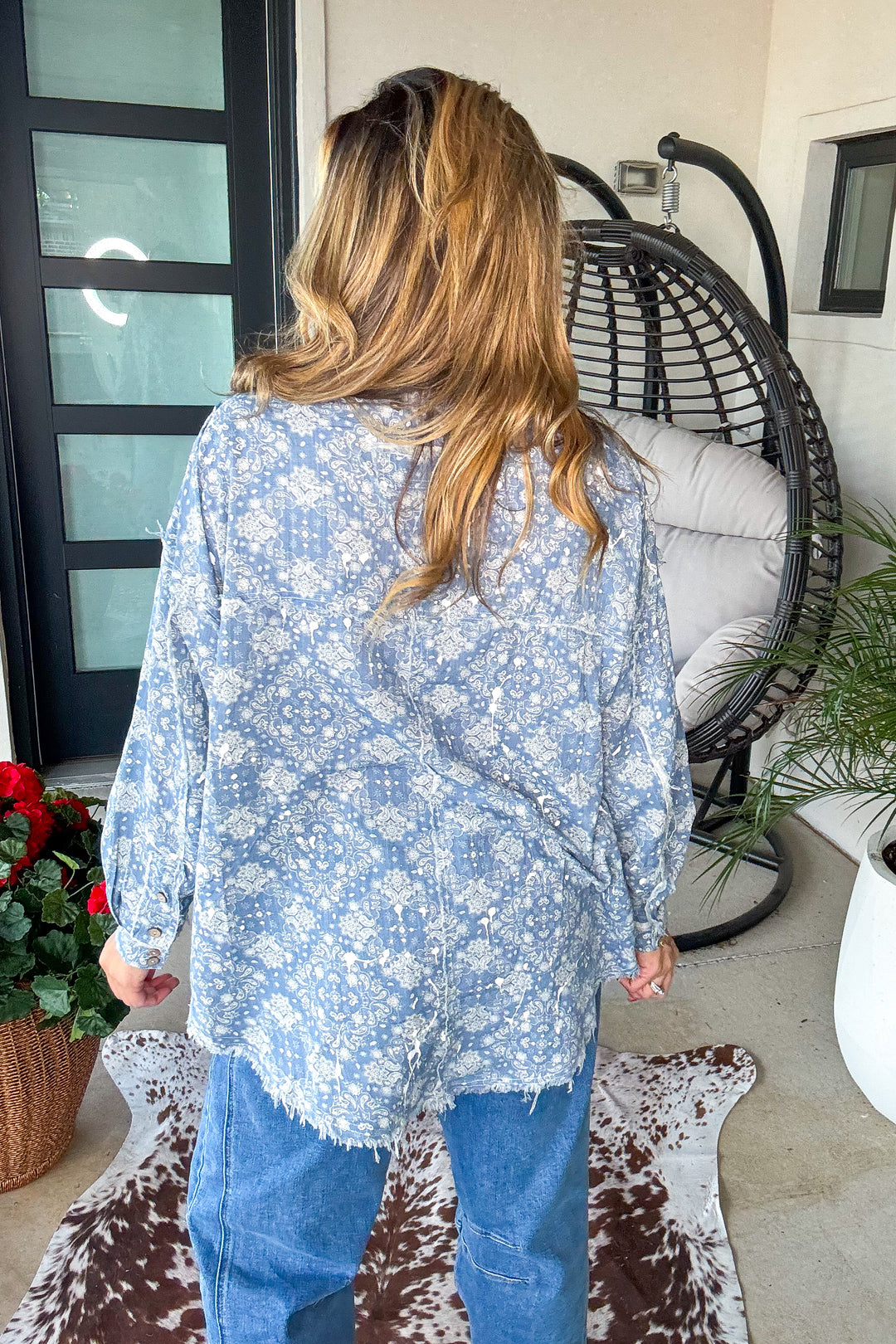 Paisley Chateau Button Down Top - Blue