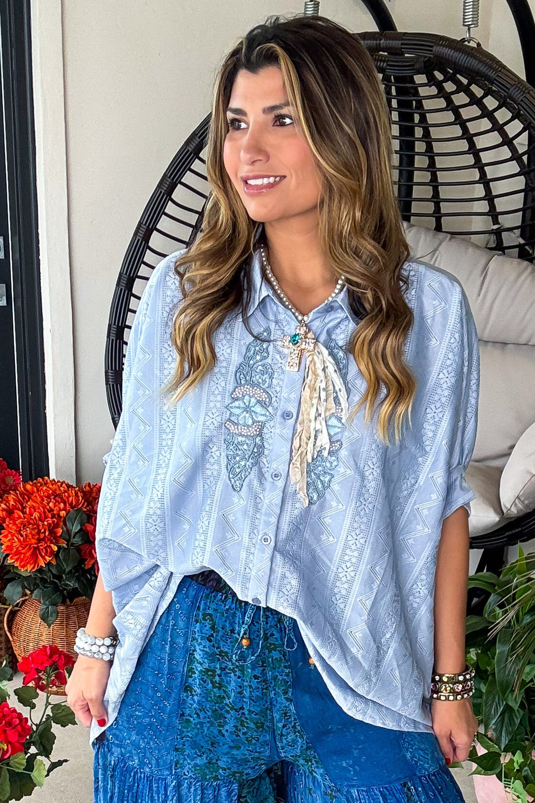 Majestic Blue Opal Tunic Oversized