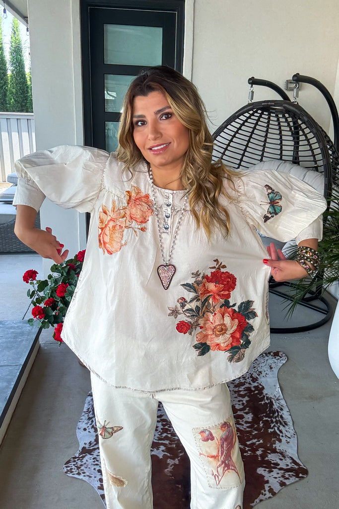Garden Story Patch Top - 100% Cotton