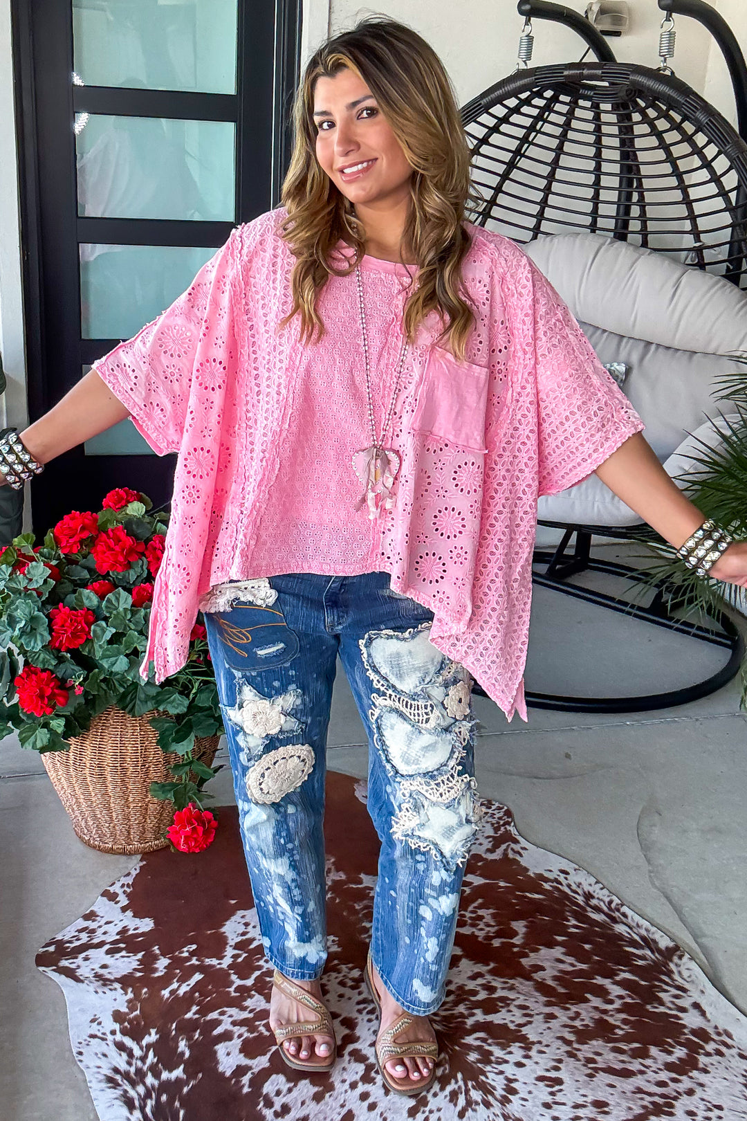 Sweetheart Wink Top - 100% Cotton - Pink