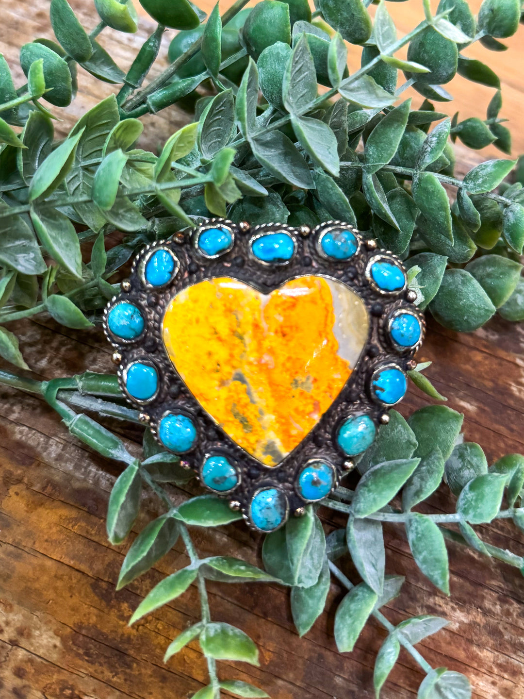 Handmade in Texas - Bumble Bee Jasper and Turquoise Ring