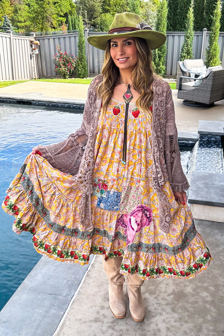 PRE ORDER: HJG - Sunwashed Bloom Dress - Golden - 100% Cotton