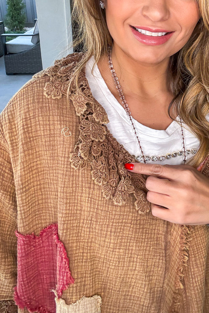 Assortments Of Love Oversized Reversible Cardigan - 100% Cotton - Mushroom