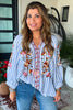 Embroidered Keepsake Blouse - Blue - 100% Cotton