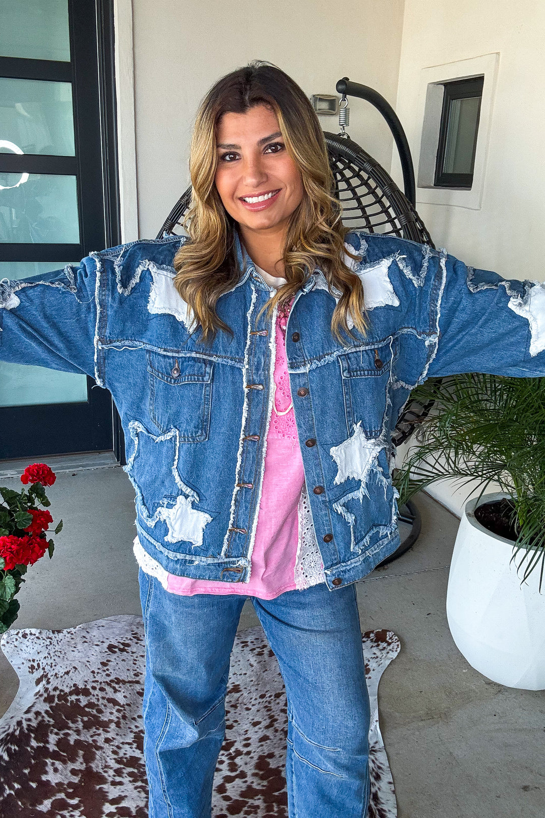 Starlit Oversized Denim Jacket - Denim