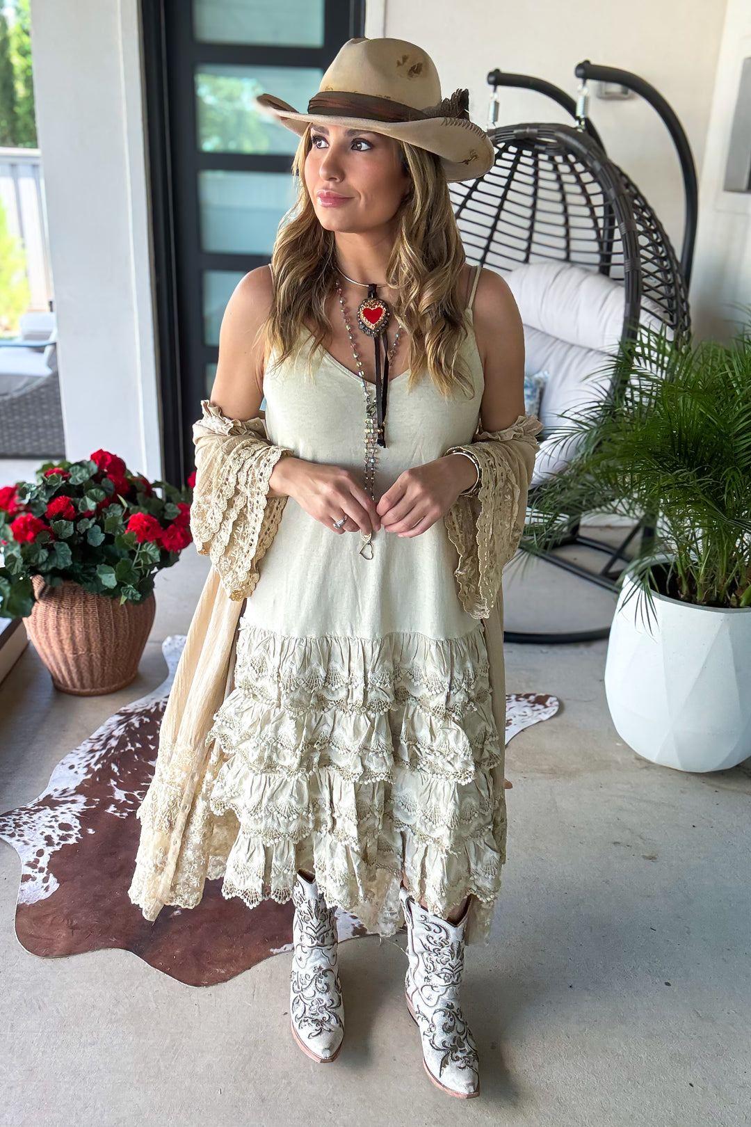 Desert Lace Daydream Slip Dress - Cotton Linen Blend