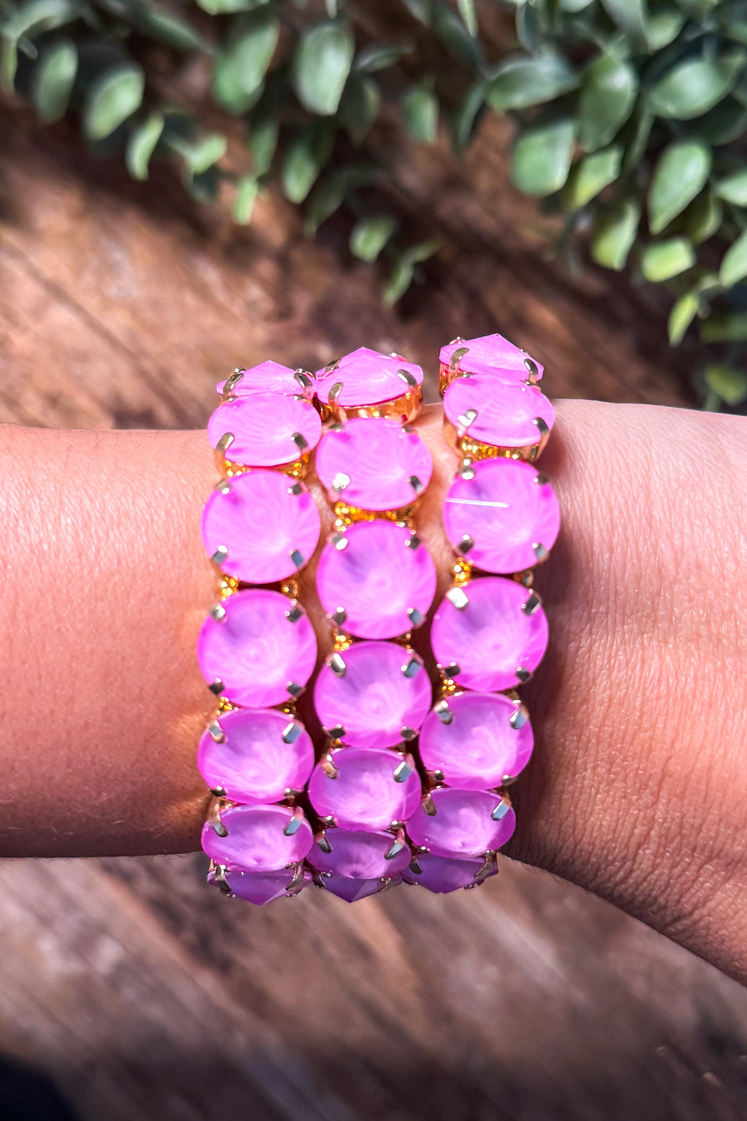 WAFA - Austrian Crystal Stretch Bracelet- Pink (Each Sold Separately)