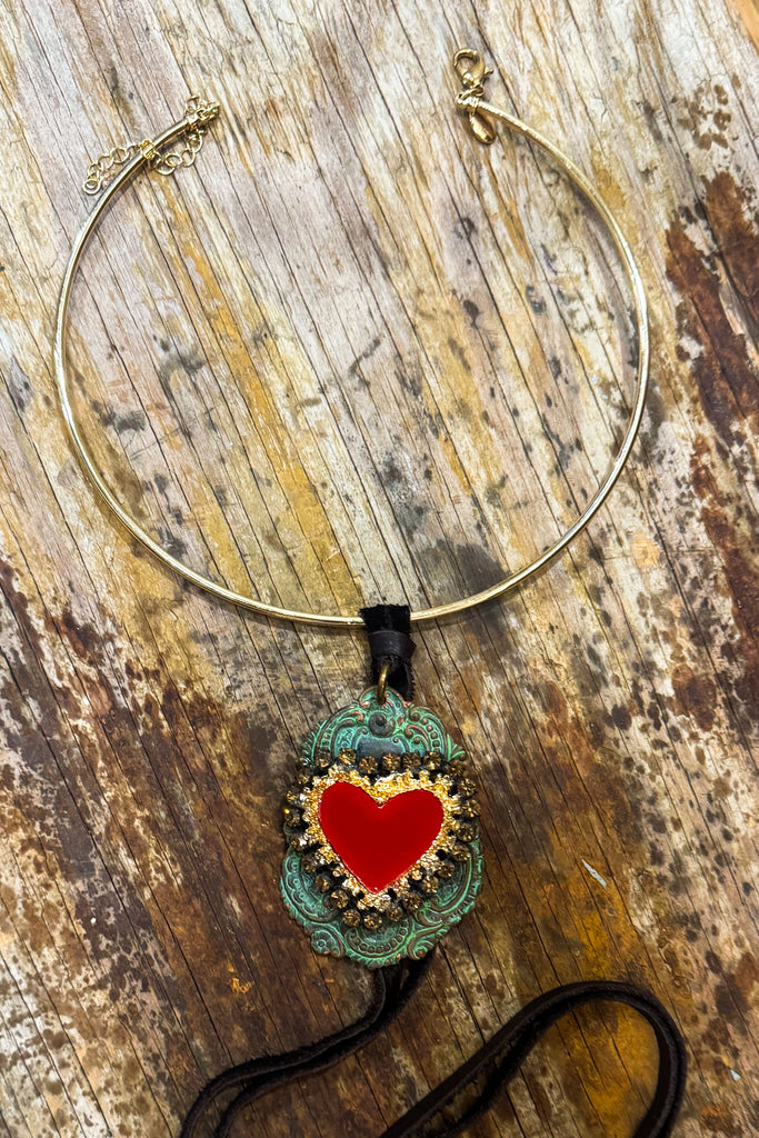 Sacred Heart Statement Necklace – One of a Kind Handmade Piece