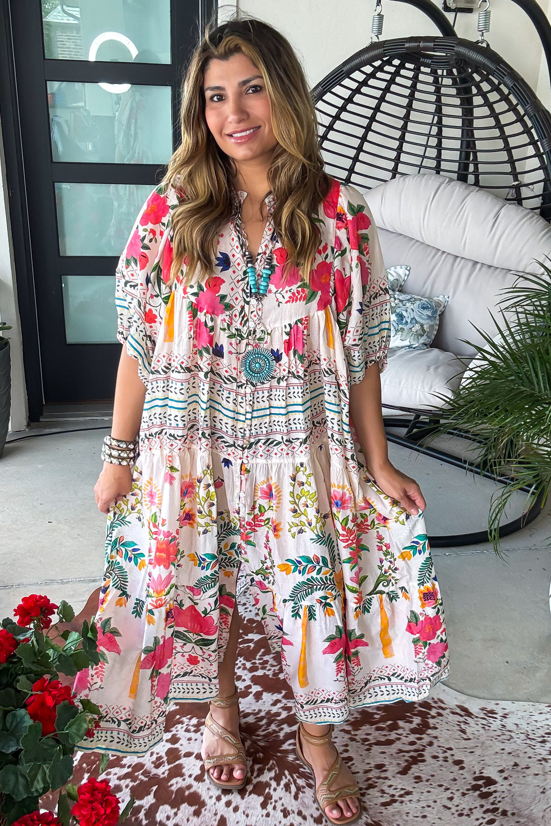 Sunlit Favor Dress - 100% Cotton - Natural Multi
