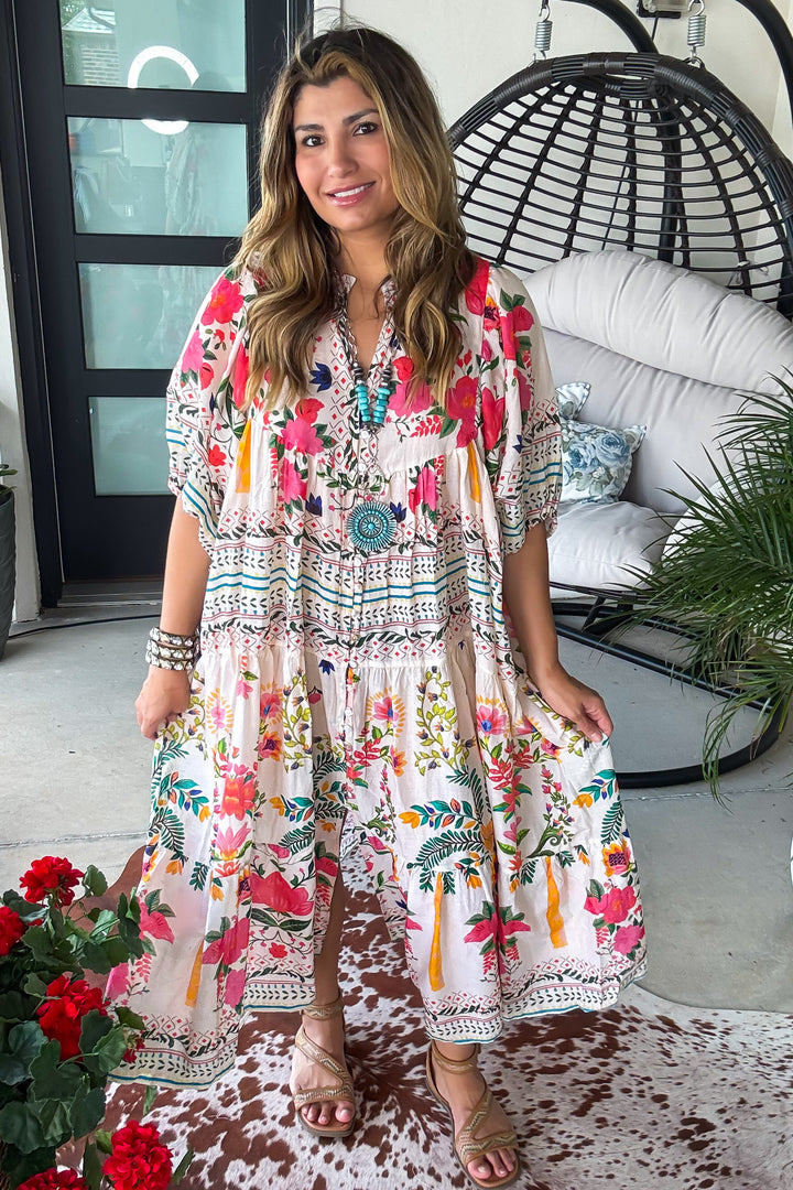 Sunlit Favor Dress - 100% Cotton - Natural Multi