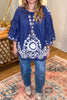Bound By Love  Embroidered Top - Blue